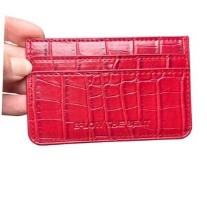 Red Croc Embossed Leather Card Holder Zip Wallet B-Low The Belt OS